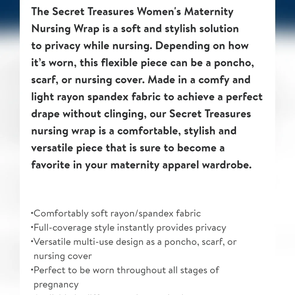 Secret Treasures Nursing Cover-Up Super Soft 3 ways to wear